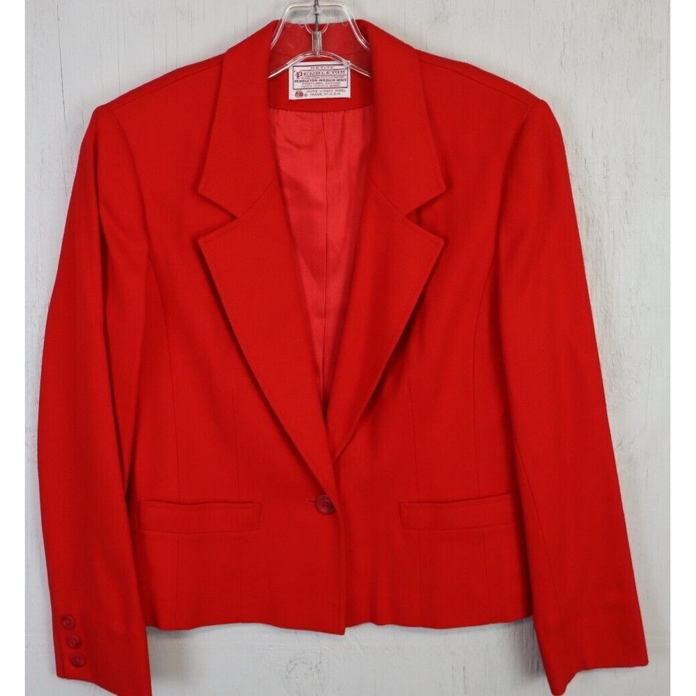 Vintage Pendleton Suit Two Piece Solid Red Blazer… - image 2
